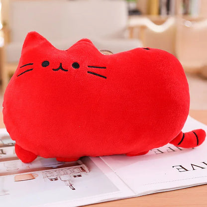 Kawaii Cat Plush Pillow - Soft Colorful Kitten Cushion Stuffed Toy in Gray, Pink & White, Cute Gift for Girlfriend