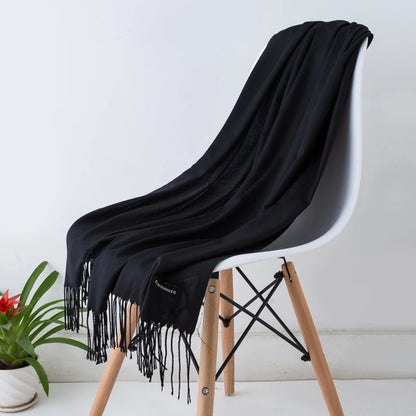 Desgine Solid Cashmere Scarf – Warm Autumn Winter Shawl Wrap with Tassels, Unisex Pashmina for Women and Men 2024