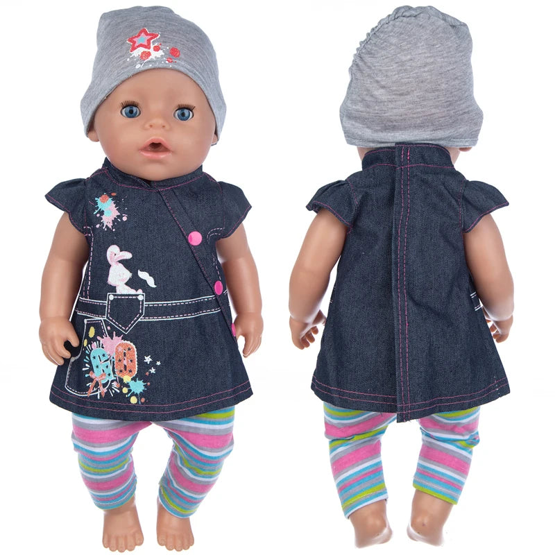 2023 New Doll Outfit Set – Cute Jumpers & Rompers for 17-Inch / 43cm Baby Reborn Dolls