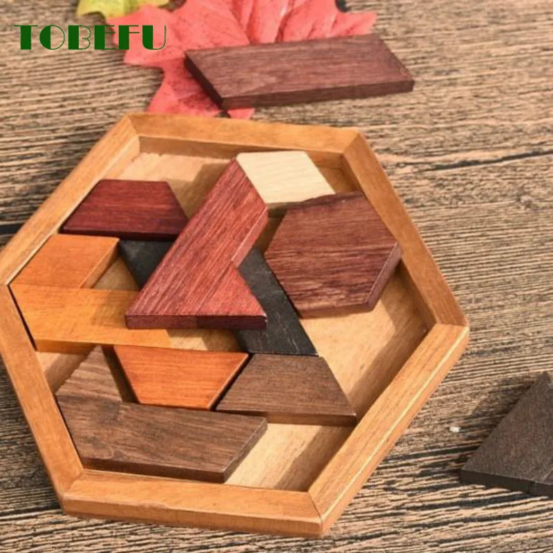 Wooden Geometric Jigsaw Board Puzzle – Non-Toxic Educational Brain Teaser Toy for Kids