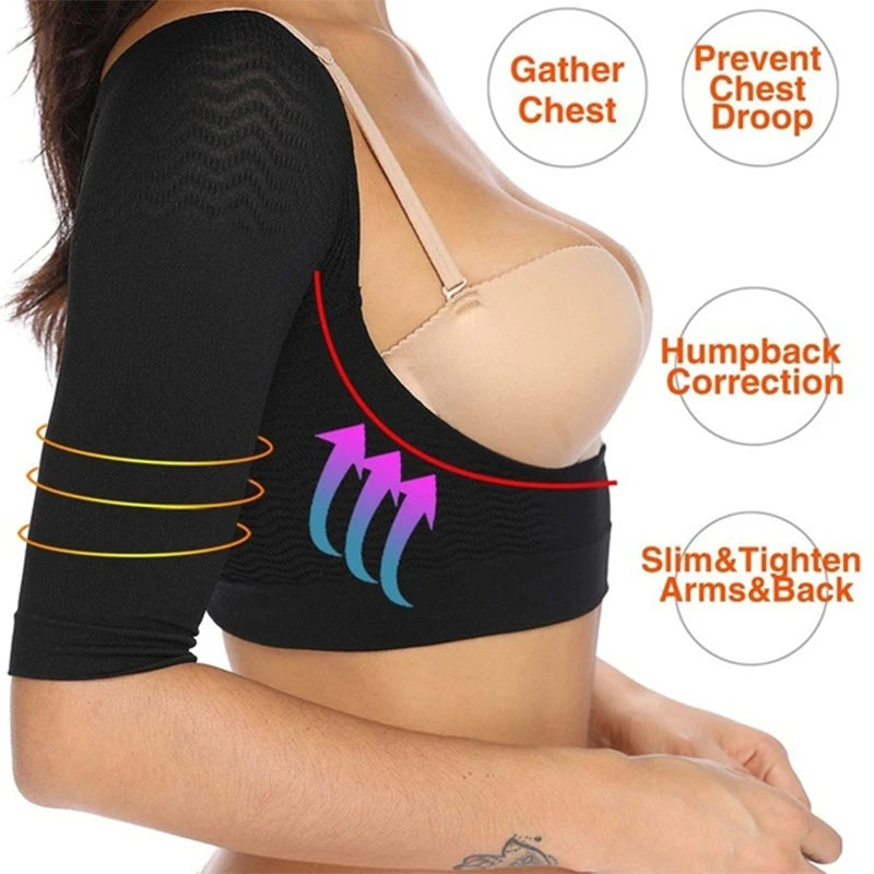 Upper Arm Shaper for Women – Shoulder Slimmer Compression Sleeves & Posture Corrector Body Shapewear Top