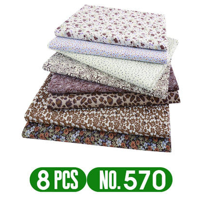 Teramila 7/8 Pcs Patchwork Quilt Fabrics Set - 30x30cm/25x25cm Cotton Sewing Cloth for Needlework and Handmade Projects