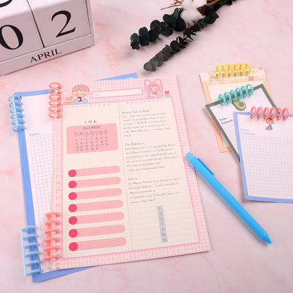 KW-trio 10pcs Plastic 30-Hole Loose Leaf Binders - Ring Binding Spines Combs, 85 Sheets Capacity for DIY Paper Notebook Album