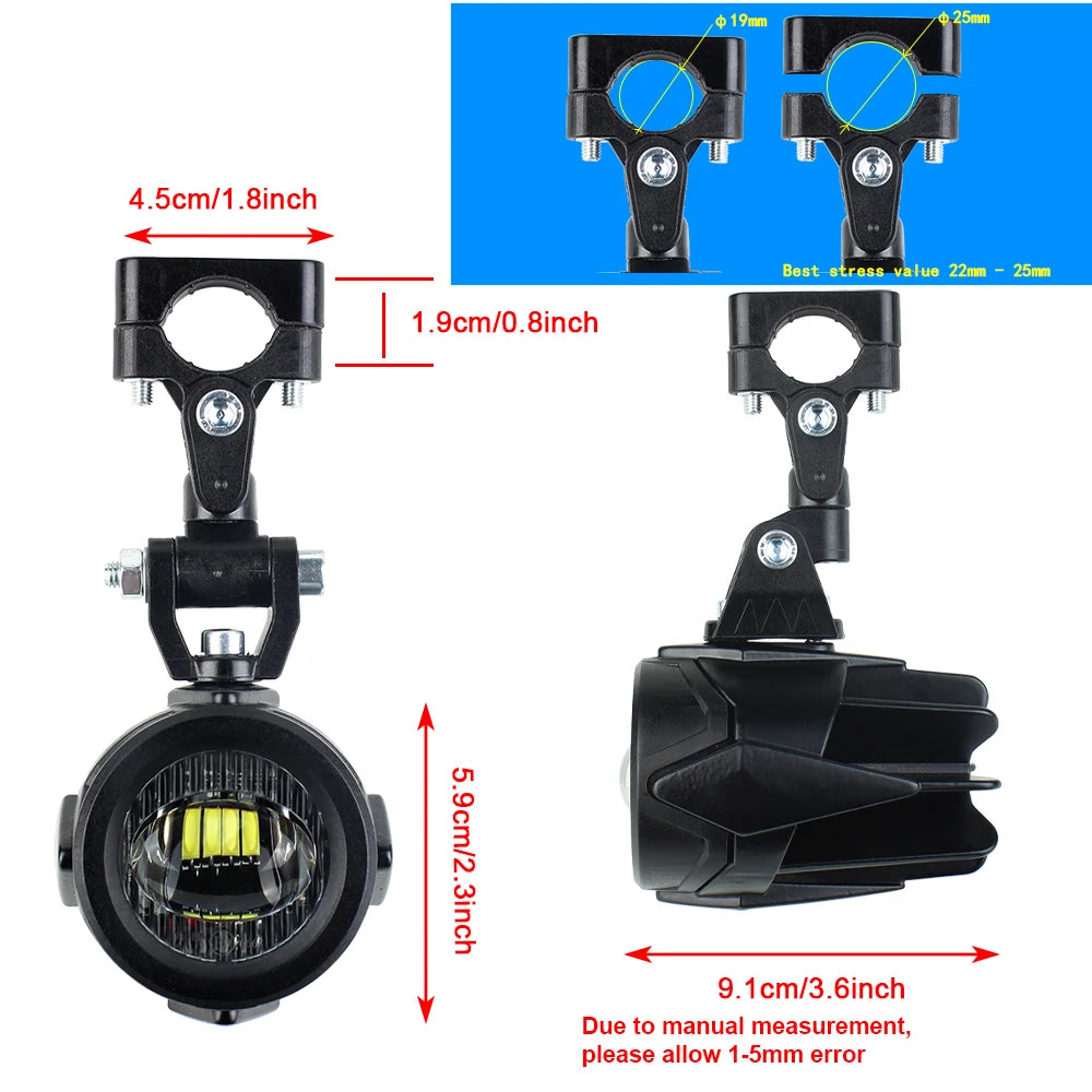 40W LED Motorcycle Fog Lights for BMW R1200GS, F800GS, F700GS, F650 & K1600 – 6000K Bright Auxiliary Driving Lamps