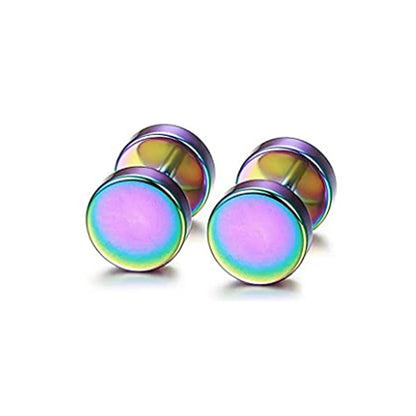 2-Piece Punk Stainless Steel Dumbbell Stud Earrings — Gothic Hip Hop Rock Style, Hypoallergenic Unisex Earrings for Men & Women