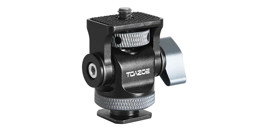 TOAZOE DSLR Camera Monitor Mount – Adjustable Swivel & Tilt Clamp with Cold Shoe Base for Flash & DIY Accessories