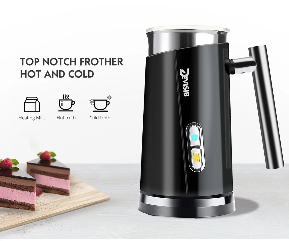 DEVISIB 3-in-1 Electric Milk Frother — 300ml Automatic Hot & Cold Foam Maker for Coffee, Latte, Cappuccino, Macchiato & Hot Chocolate