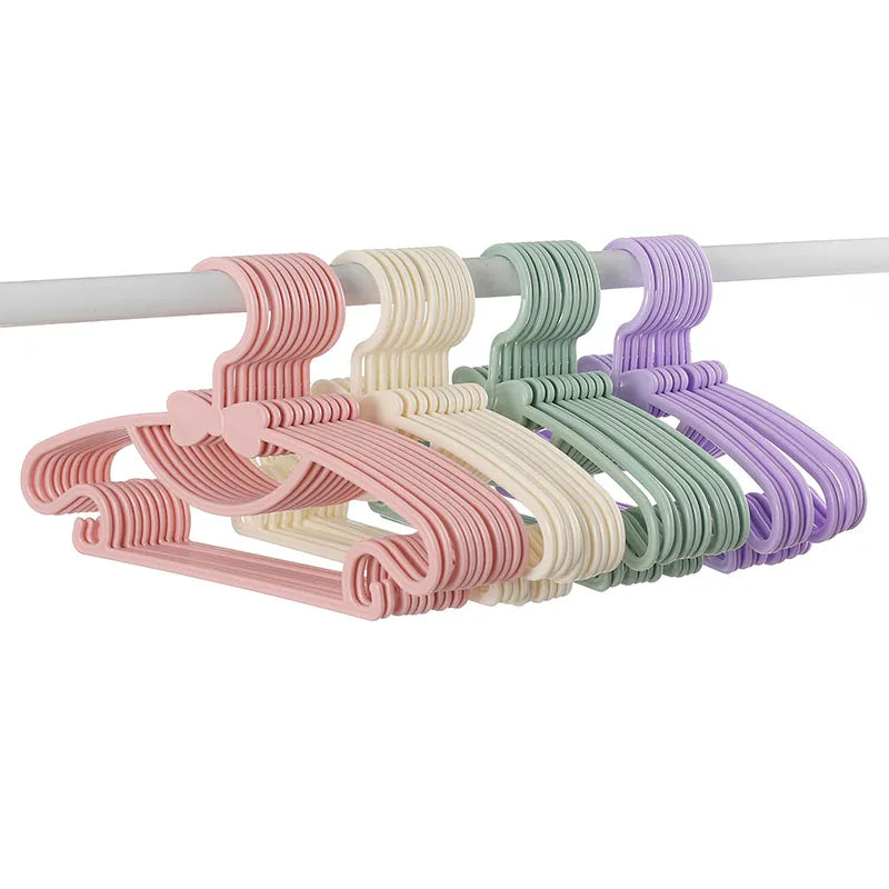 10pcs Kids Clothes Hanger Set - Portable Plastic Windproof Racks, Children's Coat Hangers, Baby Clothing Organizers for Display