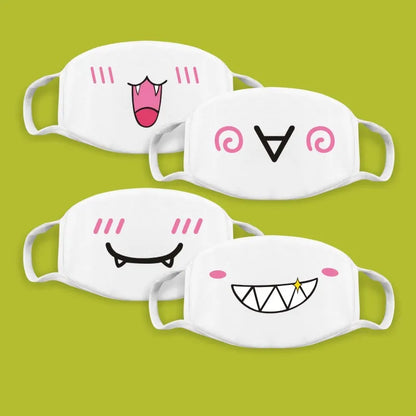 Kawaii Anime Expression Cotton Face Mask – Breathable Smile Mouth Muffle for Unisex Korean Style