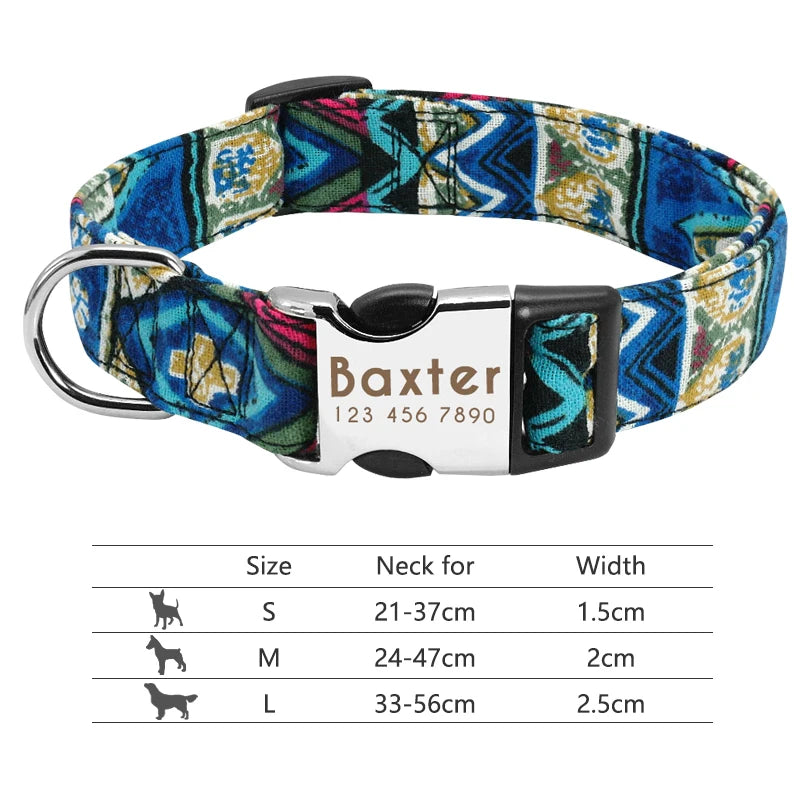 Adjustable Nylon Dog & Cat Collar – Personalized ID Collar with Engraved Name Buckle, Anti-Lost for Small, Medium & Large Pets