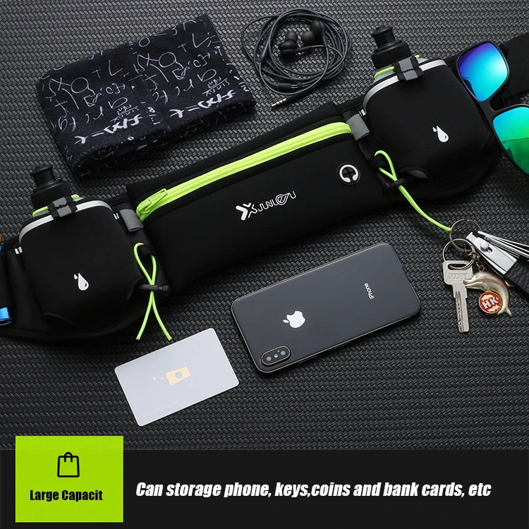 Marathon Trail Running Waist Pack – Dual Pocket Fanny Belt for Phone, Water Bottle & Fitness for Men & Women