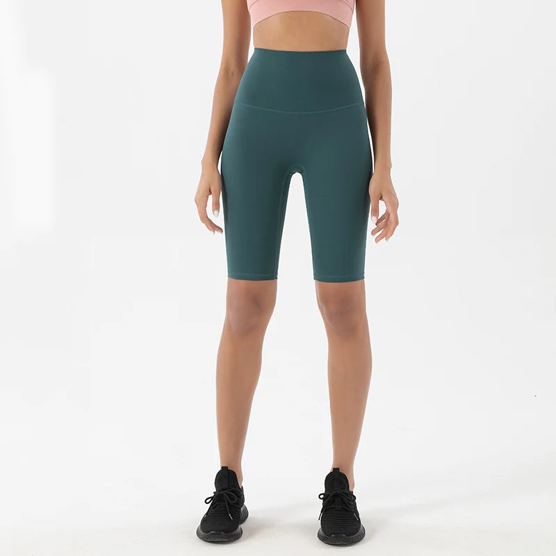 SOISOU Women’s High Waist Nylon Sports Shorts – Breathable No-Show Seamless Yoga, Gym & Cycling Fitness Shorts (24 Colors)