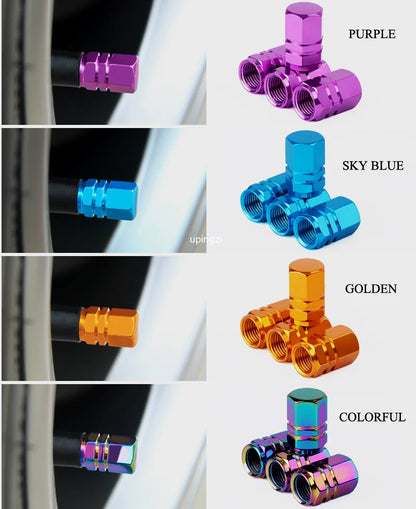 Aluminum Alloy Tire Valve Caps - Waterproof Car Wheel Rim Stem Covers for Automobiles, Motorcycles, Trucks, and Bikes - Air Dust Protection