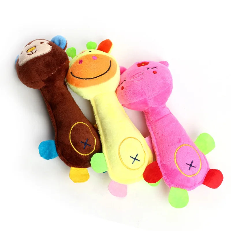 Durable Plush Dog Toy - Squeaky Animal-Shaped Chew Toy for Small Dogs and Puppies