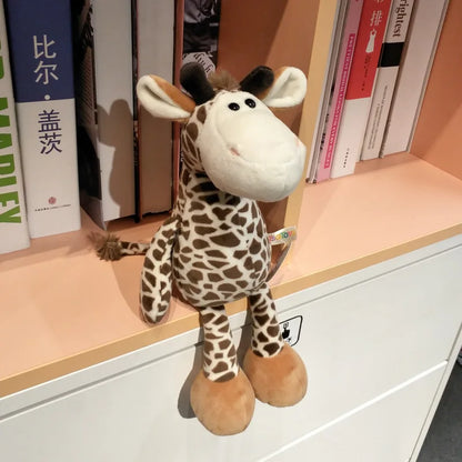 25cm Lifelike Animal Plush Toy - Lion, Tiger, Elephant, Monkey, Leopard, Giraffe & Raccoon Soft Stuffed Doll Gift