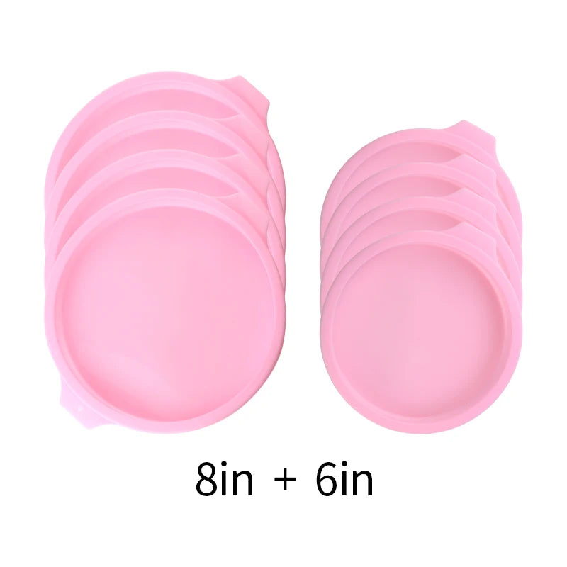FAIS DU Silicone Cake Pan Set – 2-8pcs 4/6/8inch Round Molds for Rainbow Cake & Mousse Baking