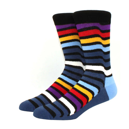 Men’s Funny Argyle Diamond Pattern Cotton Socks – Large Size 3D Geometric Crew Tube Socks, Combed Cotton Casual Novelty Socks
