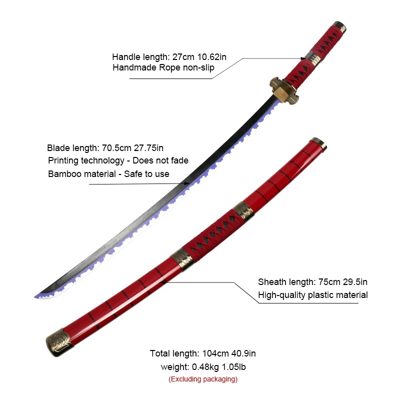 3-Piece Roronoa Zoro Katana Set – 104cm Handmade Anime Cosplay Swords (Shusui, Enma, Kitetsu) with Free Holder & Belt
