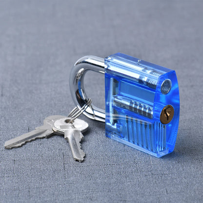 KAK Transparent Practice Padlock Set - Cutaway Training Lock with Broken Key Extractor Hooks and Locksmith Tools