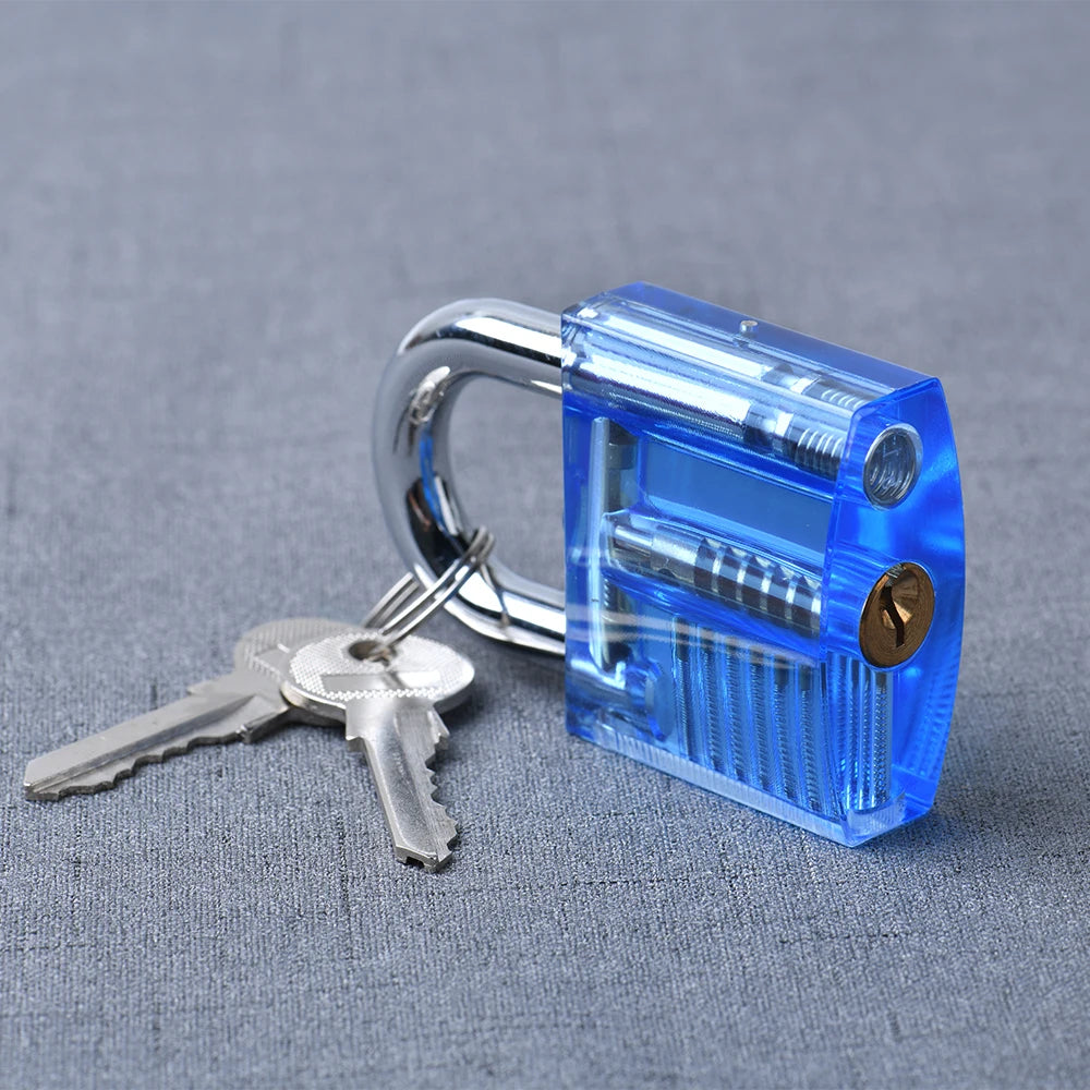 KAK Transparent Practice Lock Set - Cutaway Padlock Training Kit with Key Extractor Locksmith Tools
