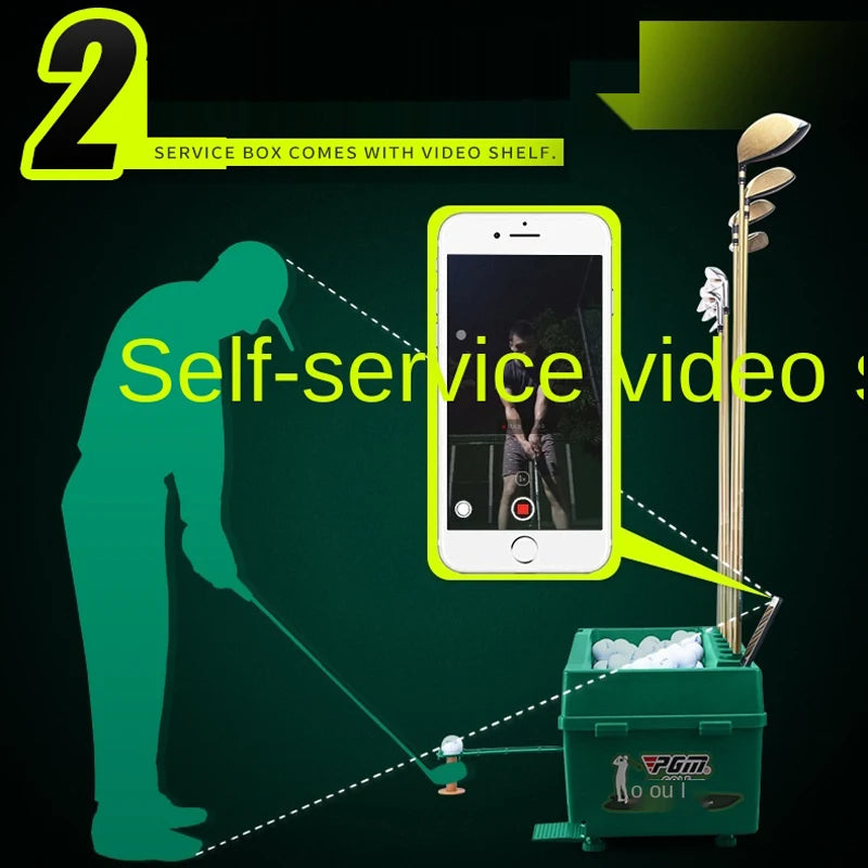 PGM Semi-Automatic Golf Ball Machine – ABS Automatic Ball Dispenser, Golf Clubs Holder, Training Service Equipment