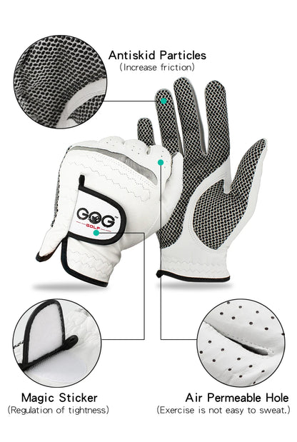 Men’s Golf Gloves – Cabretta Leather Left/Right Hand with Anti-Slip Grip, Soft & Breathable Design