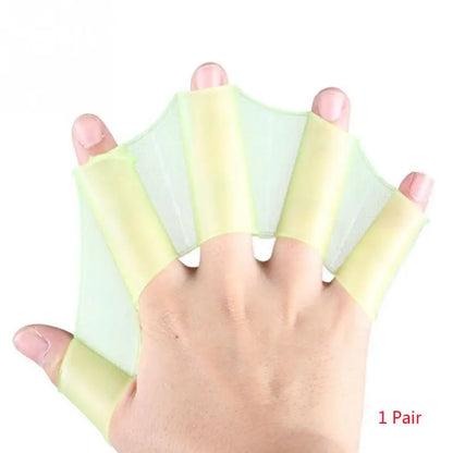 Frog Type Silicone Hand Fins Flippers - 1 Pair Unisex Swimming Finger Webbed Gloves for Water Sports