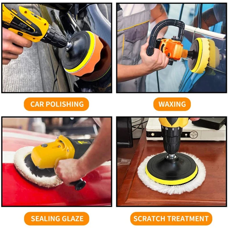 Car Polishing Sponge Pads Kit – Foam Buffer Waxing Pads for Scratch Removal, Auto & Motorcycle Paint Polishing and Detailing Tool Kit