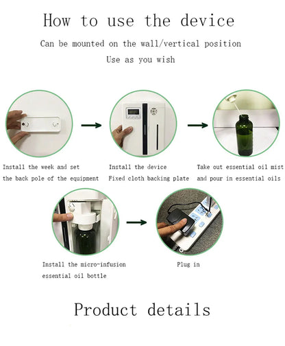 160ML Wall-Mounted Aroma Diffuser - Scent Machine with Fan for Hotel Lobby & Large Area Fragrance