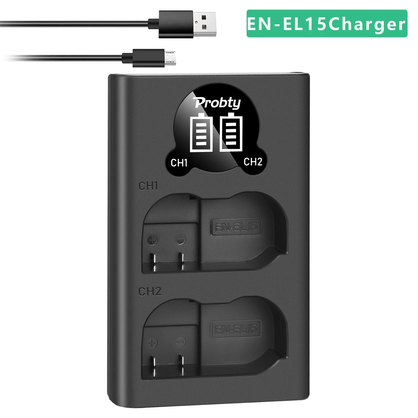 LED Dual Camera Battery Charger – Compatible with LP-E6, LP-E8, NP-FW50, EN-EL15, and More