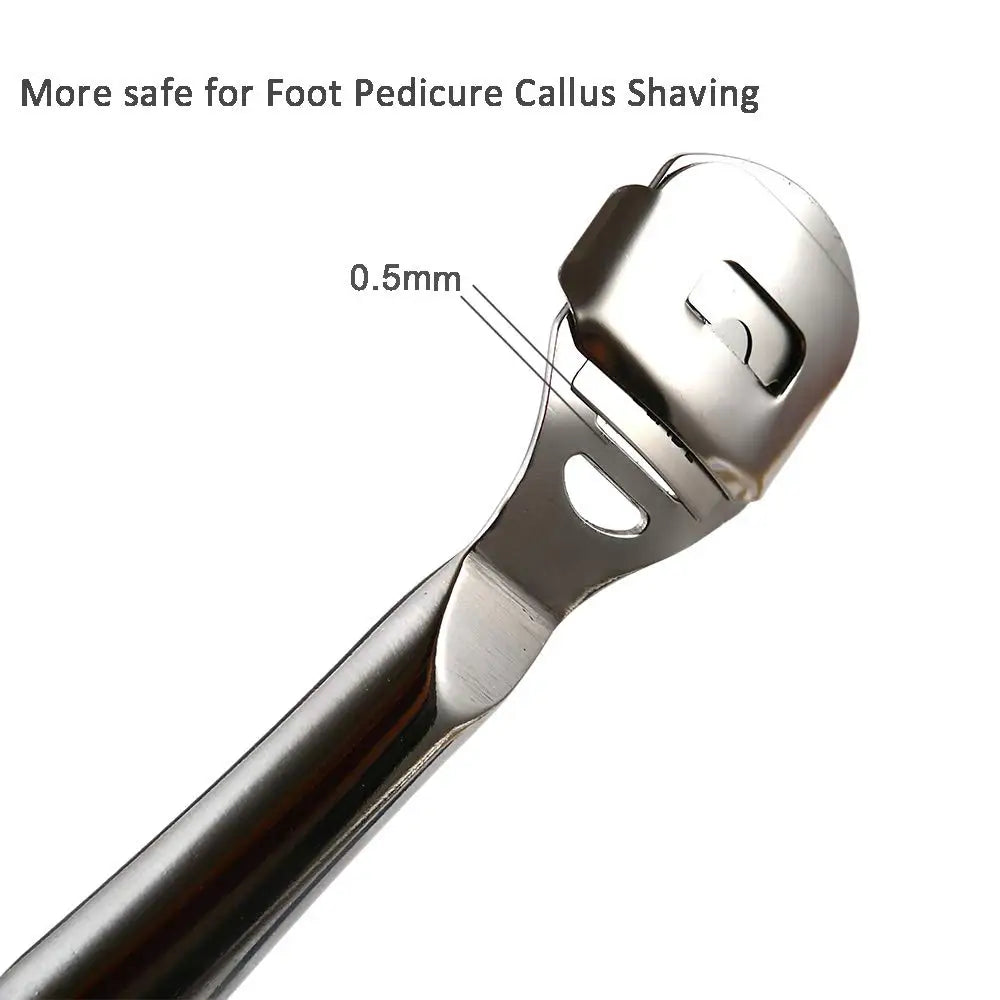 Foot Callus Shaver with Stainless Steel Handle - Hard Skin Remover for Heels, Pedicure Razor Tool with 10 Blades