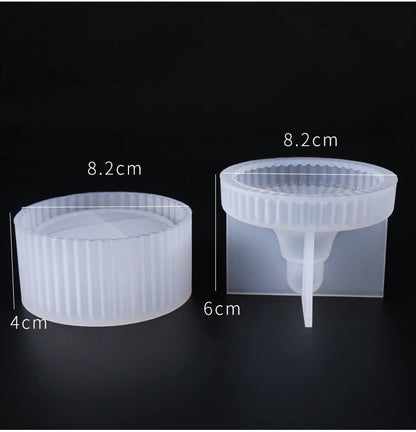 DIY Round Stripe Crystal Epoxy Resin Storage Box Silicone Mold