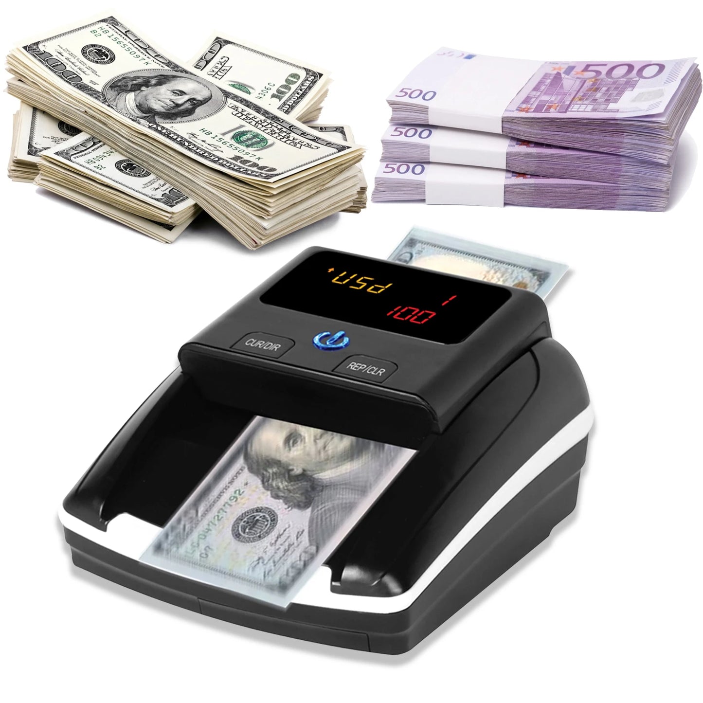 Bisofice Portable Mini Money Counter – Automatic Bill Counter with UV/MG/IR Counterfeit Detection & Paper Quality Check