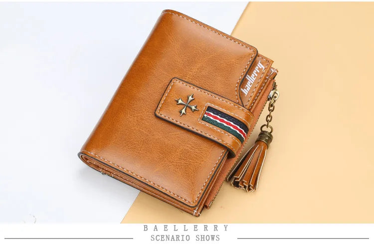 Fashion Small Leather Wallet for Women — Stylish Zipper & Hasp Card Holder, High-Quality Short Credit Card Purse