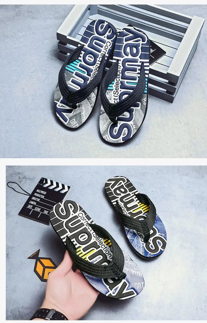 2023 Men’s Flip Flops – Trendy Anti-Skid Casual Beach Slides, Outdoor & Household Sandals