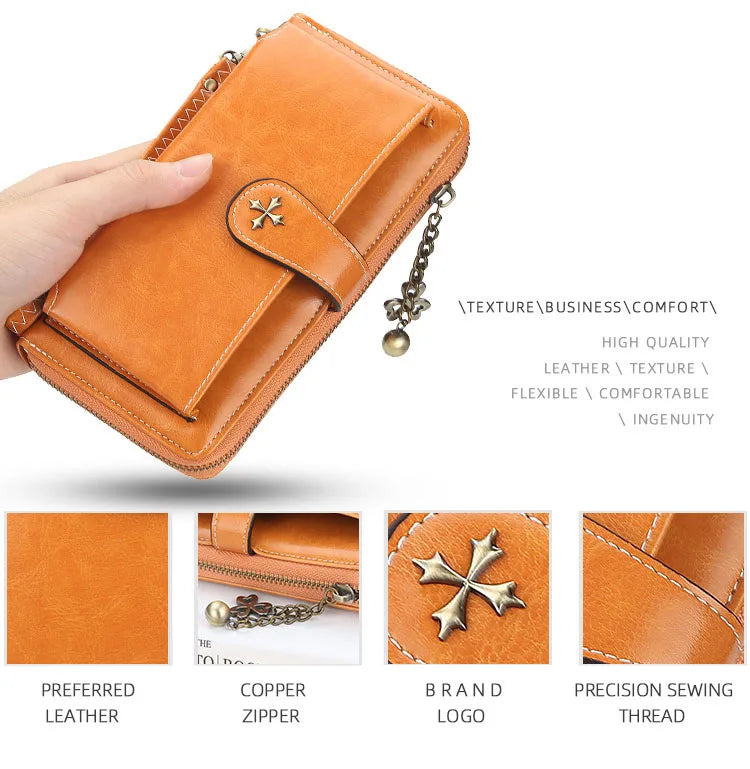 New Women’s PU Leather Wallet — Fashion Long Zipper Purse, Top Quality Brand Card Holder, Classic Female Wallet