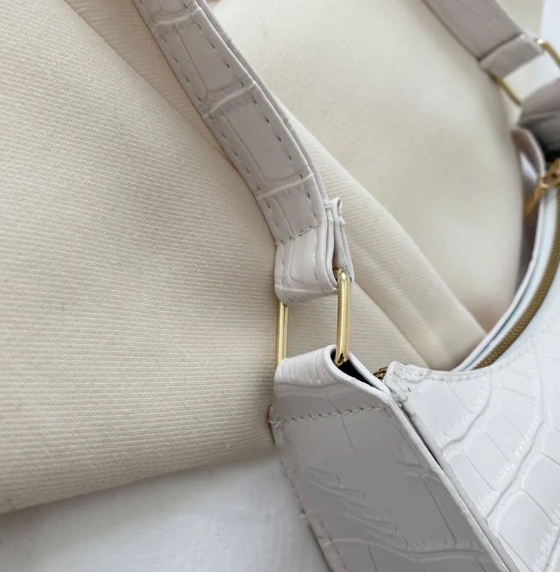 Fashion PU Leather Alligator Pattern Bag for Women – Small Armpit Handbag, Underarm Messenger Purse