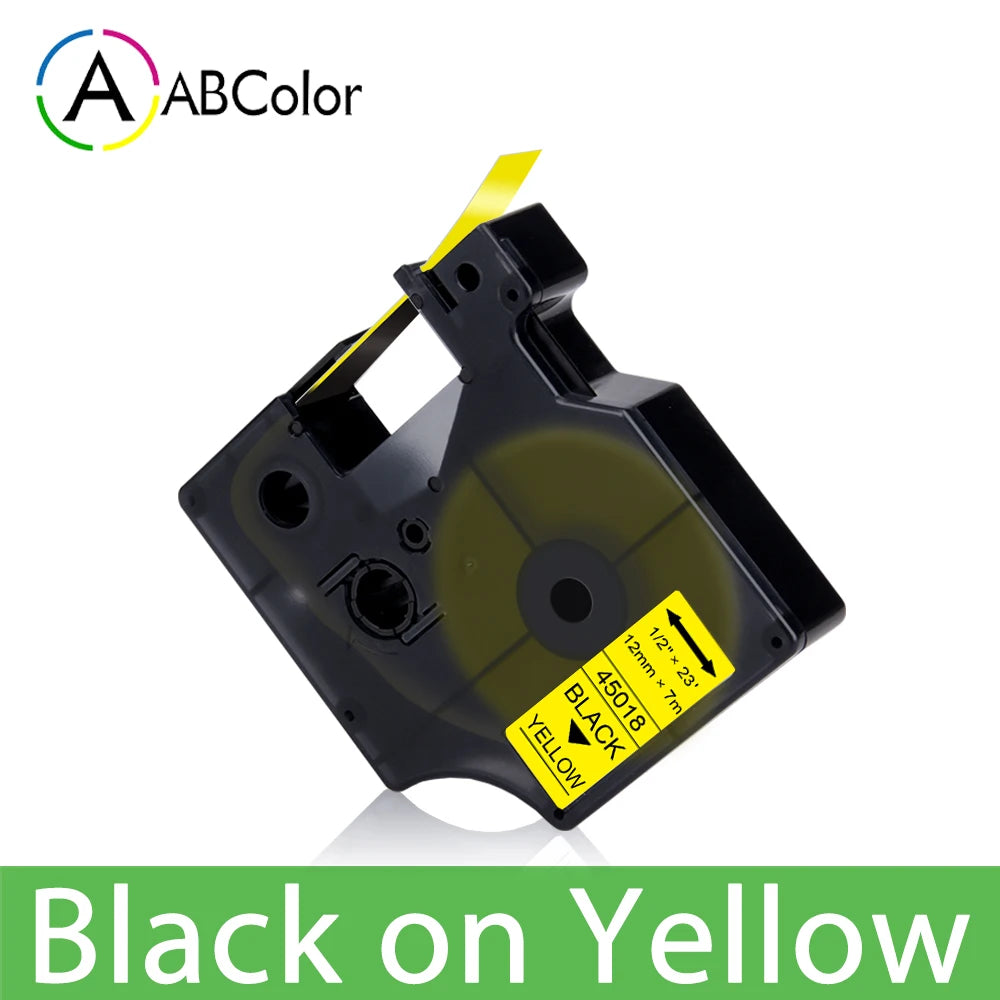 12mm Black on White Label Tape Cartridge Compatible with Dymo LabelManager 160 & 280
