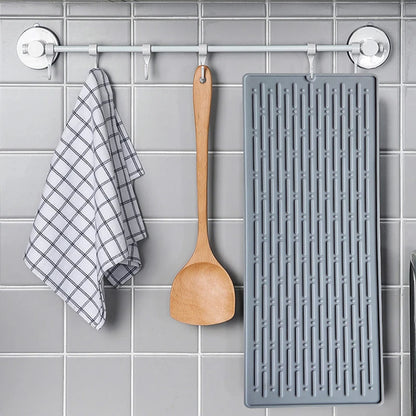 Silicone Dish Drying Mat (41 x 15cm) | Large Countertop, Sink & Dish Draining Mat, Heat-Resistant Trivet