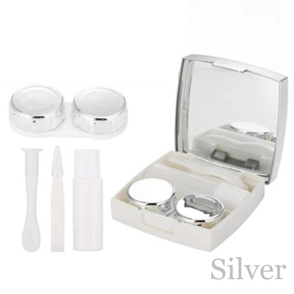 Square Contact Lens Case – Portable Travel Lens Storage & Soaking Box Holder, Solid Color Fashion Eyewear Accessory Container