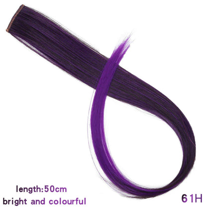 BUQI Straight Clip-In Colored Hair Extensions – Rainbow Synthetic Hair Streaks in Pink, Orange, White & Purple