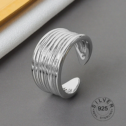 925 Sterling Silver Women’s Open Wave Ring – Irregular Wide Noodle Design Gift