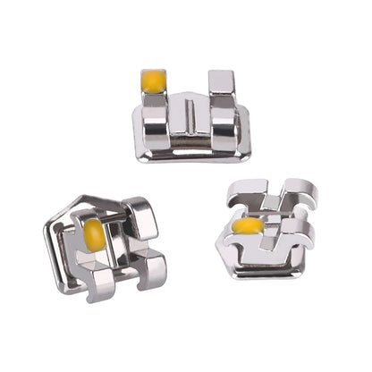 AZDENT 10 Packs Dental Brackets – Orthodontic Metal Mini Standard Roth MBT Slot 0.022/0.018 with Hooks, 20 Pcs per Pack