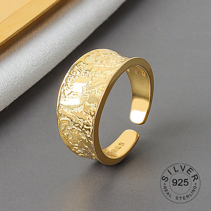 925 Sterling Silver Women’s Open Wave Ring – Irregular Wide Noodle Design Gift