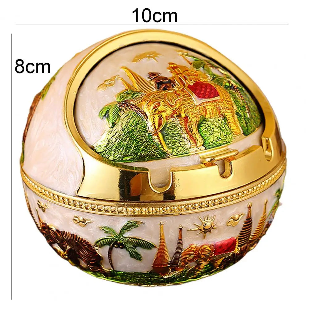 Retro Ashtray with Lid - Large Zinc Alloy Cigarette Smoking Holder for Home Decor and Friend's Birthday Gift
