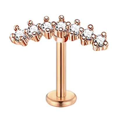 Crystal Flower Tragus Piercing Earring – 16G Cross Cartilage, Helix, Conch, Rook, Lobe & Labret Stud Jewelry