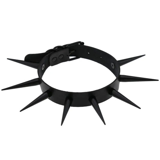 Big Long Spiked Choker Collar – Cool Punk Necklace for Women & Men, Metal Rave Festival Goth Jewelry