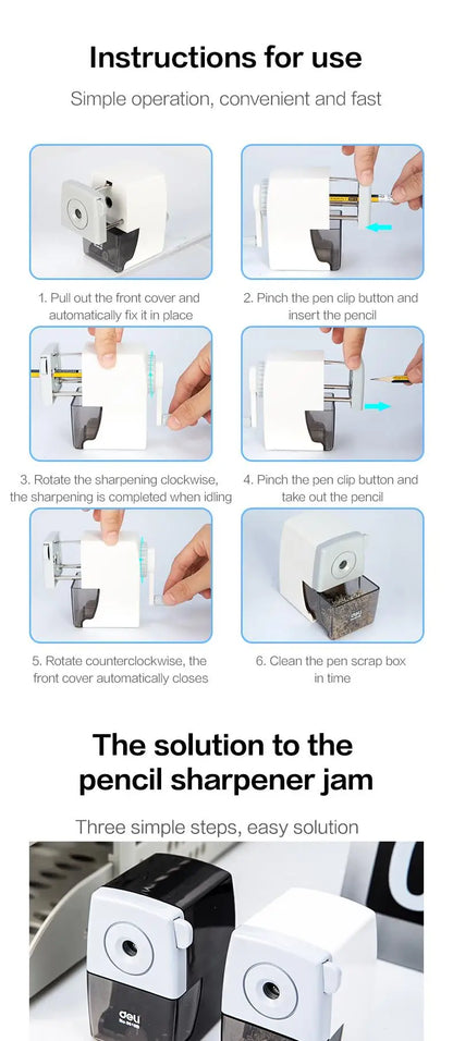 DELI Rotary Pencil Sharpener – Office & School Table Cutter Stationery Tool