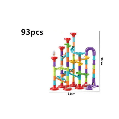 DIY Marble Run Race Track Set - 3D Maze Ball Roller Building Blocks Toy for Kids Creative STEM Play