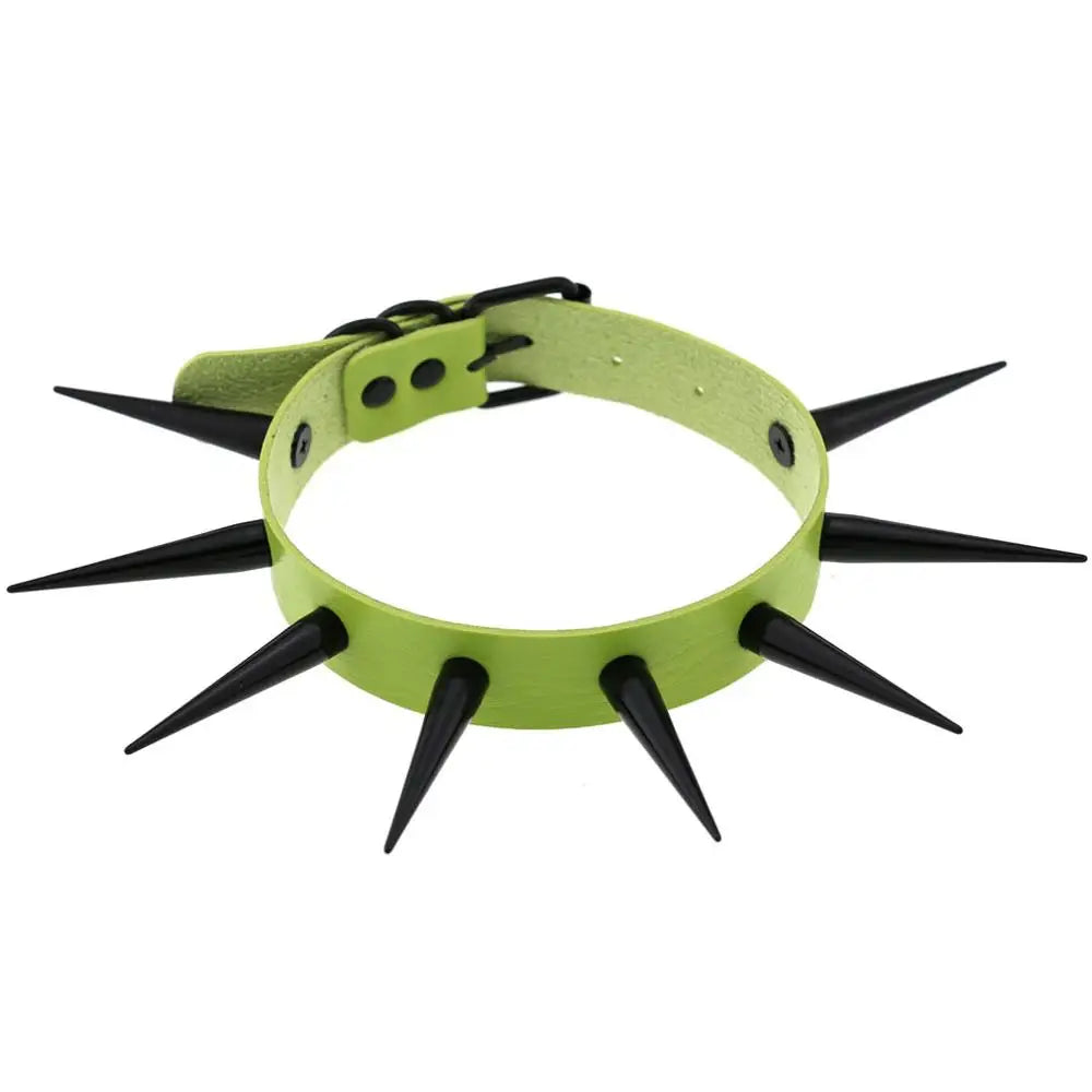 Big Long Spiked Choker Collar – Cool Punk Necklace for Women & Men, Metal Rave Festival Goth Jewelry